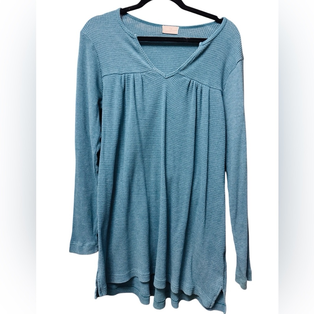ANTHRO x T.LA Teal Waffle Knit Thermal - L